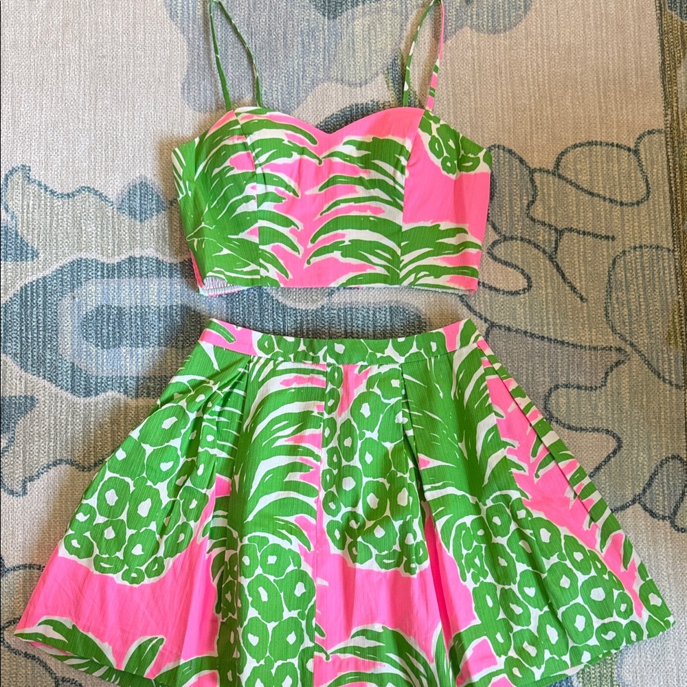 Lilly Pulitzer Pink and Green Tropical Dress